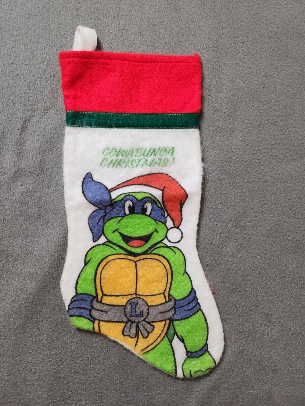 Vintage 90s Teenage Mutant Ninja Turtles Leonardo Christmas Stocking TMNT